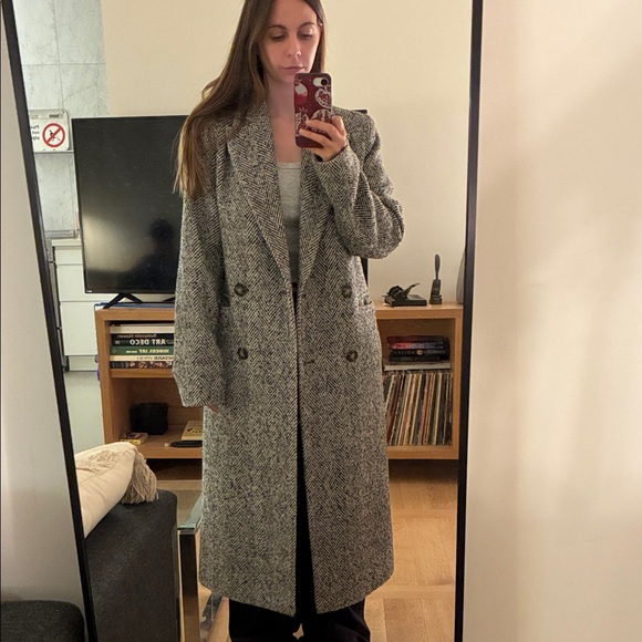 Dynamite Gray Herringbone Double-Breasted Pea Coat - Picture 6 of 6